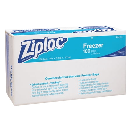 Ziploc Pinch & Seal Zipper Freezer Storage Bags, Gallon, 100 Ct