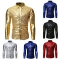 thumbnail image 4 of Utoimkio Men's Shiny Sequins Dress Shirt Long Sleeve Button Down Shirt Party Nightclub Christmas Prom Costume, 4 of 8