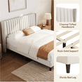 thumbnail image 5 of Topeakmart Upholstered Platform Queen Bed with Headboard, Ivory, 5 of 9