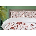 thumbnail image 4 of Ambesonne Floral Duvet Cover Sets, Monochrome Rose Leaves, 2-Queen, Ruby Beige White, 4 of 7