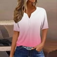 thumbnail image 2 of Tnhcen Women's Summer Gradient Henley Short Sleeve Shirt - Plus Size Breathable Soft S-3XL Casual Essential Blouse, 2 of 5