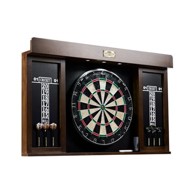 Bristle Dartboard Cabinet Set, LED Lights, Official Size Dart Board, by Barrington Billiards Company