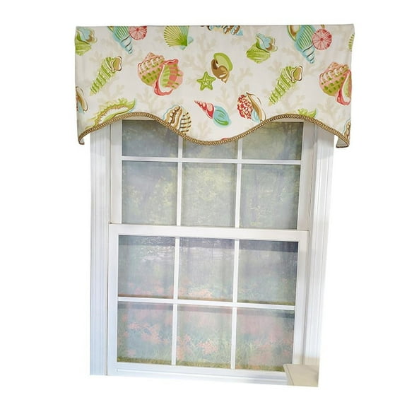 RLF Home Bay Beach Cornice 3" Rod Pocket Lining Luxurious and Elegant Window Treatment Valance 50" x 17" Multi