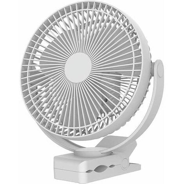 Ventilador con clip a batería de 20 cm, 10000 mAh, ventilador USB portátil, 4 velocidades, potente flujo de aire, clip resistente para oficina en casa, coche de golf, viajes al aire libre