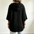 thumbnail image 4 of Textilo Womens Hoodies 3/4 Batwing Sleeve Drawstring Hoodies Hooded Solid Color Pullover Tops Loose Fit Y2k Lightweight 2026 Fall Winter Clothes,Black XL, 4 of 6