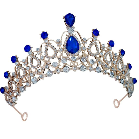 ELAYARD Costume Prom Headpiece Crown Rhinestone Dark Blue 1Pcs