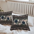thumbnail image 4 of Outdoor Waterproof Pillow Covers Halloween Spooky Skull Rose Flower Decorative Throw Pillow Protectors,Eucalyptus Leaf on Black Pillowcase Cushion Cases for Patio Sofa Garden Couch,26x26in,Pack of 2, 4 of 9