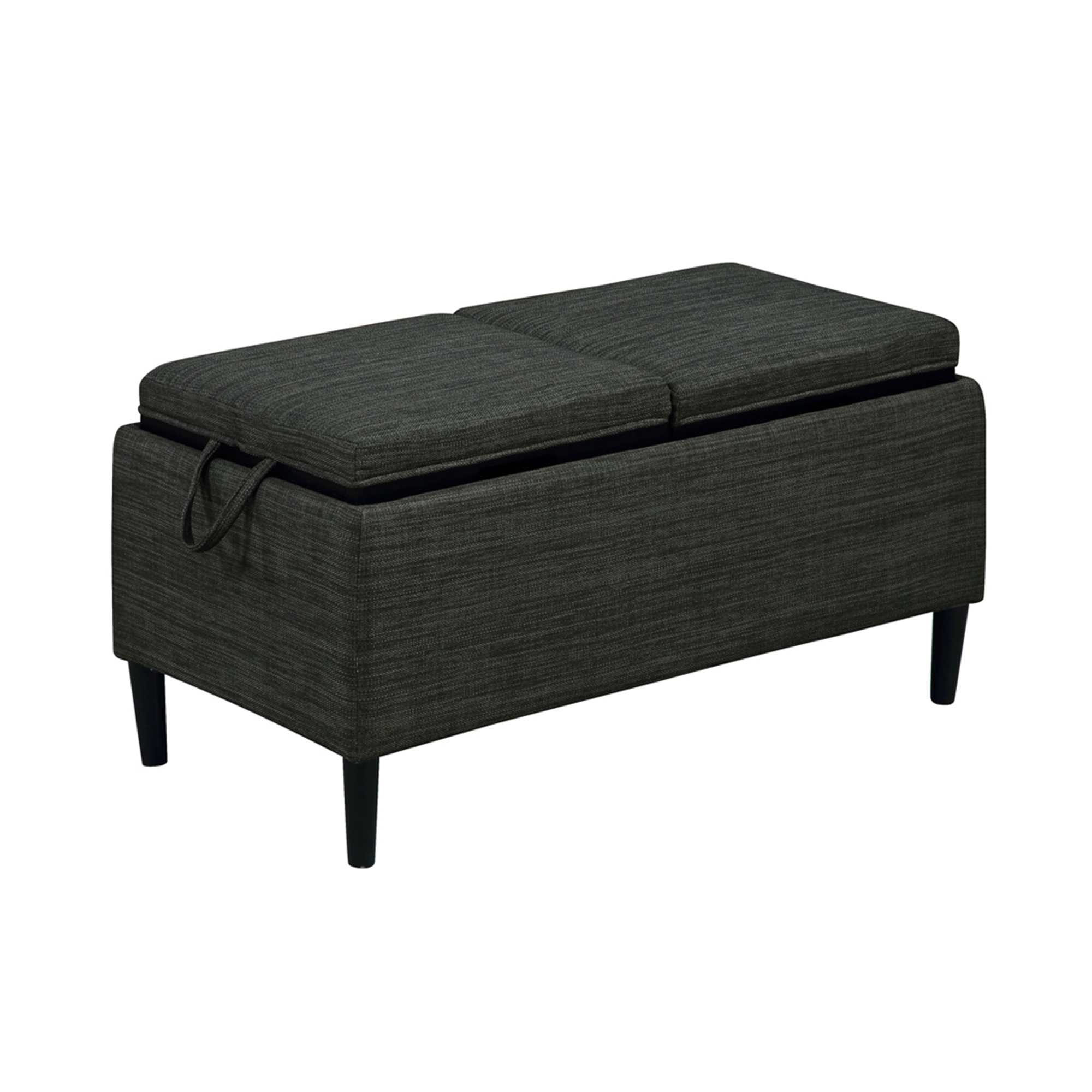 Convenience Concepts Designs4Comfort Magnolia Storage Ottoman with Reversible Trays, Dark Charcoal Gray Fabric - image 3 of 7