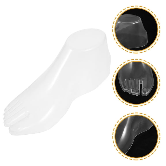 MLINS 3 Pairs Adult Size Transparent Foot Mannequin for Women's Shoes and Socks Display Model Plastic Support
