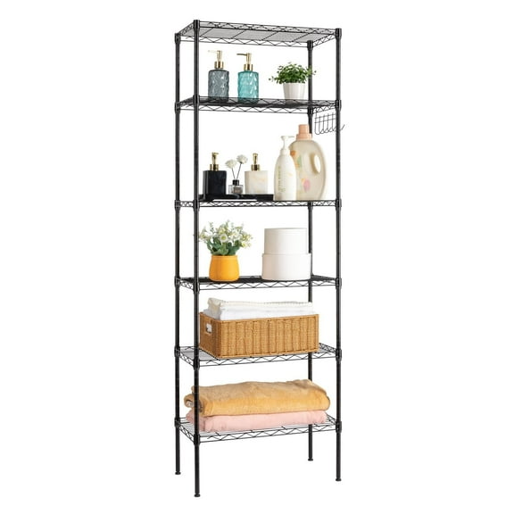 MYZBBD 6-Tier Steel Wire Shelving Unit Adjustable Storage Rack,  Commercial Grade Shelves for Pantry Kitchen Garage Closet, Easy Assembly Heavy Duty Metal Organization