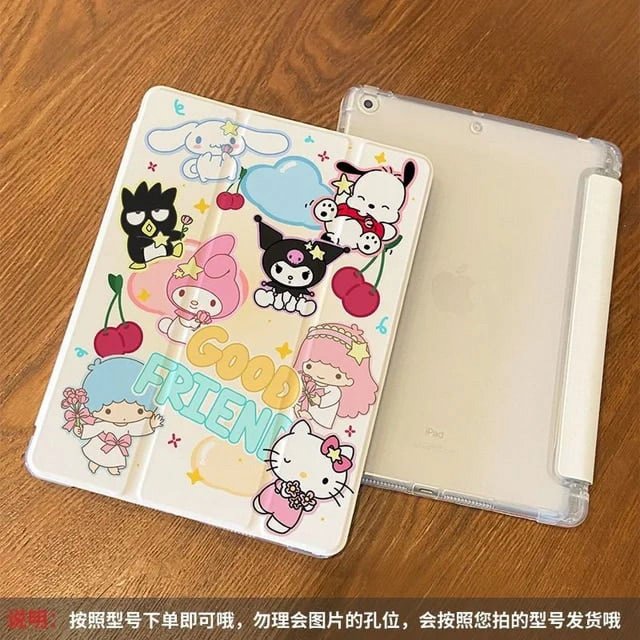 Sanrio Hello Kitty Étui de Protection pour IPad Cartoon IPad Pro 2022 2021 10.2 Air 2 3 Mini 4 5 6 Trois Étui Pliantes Transparentes