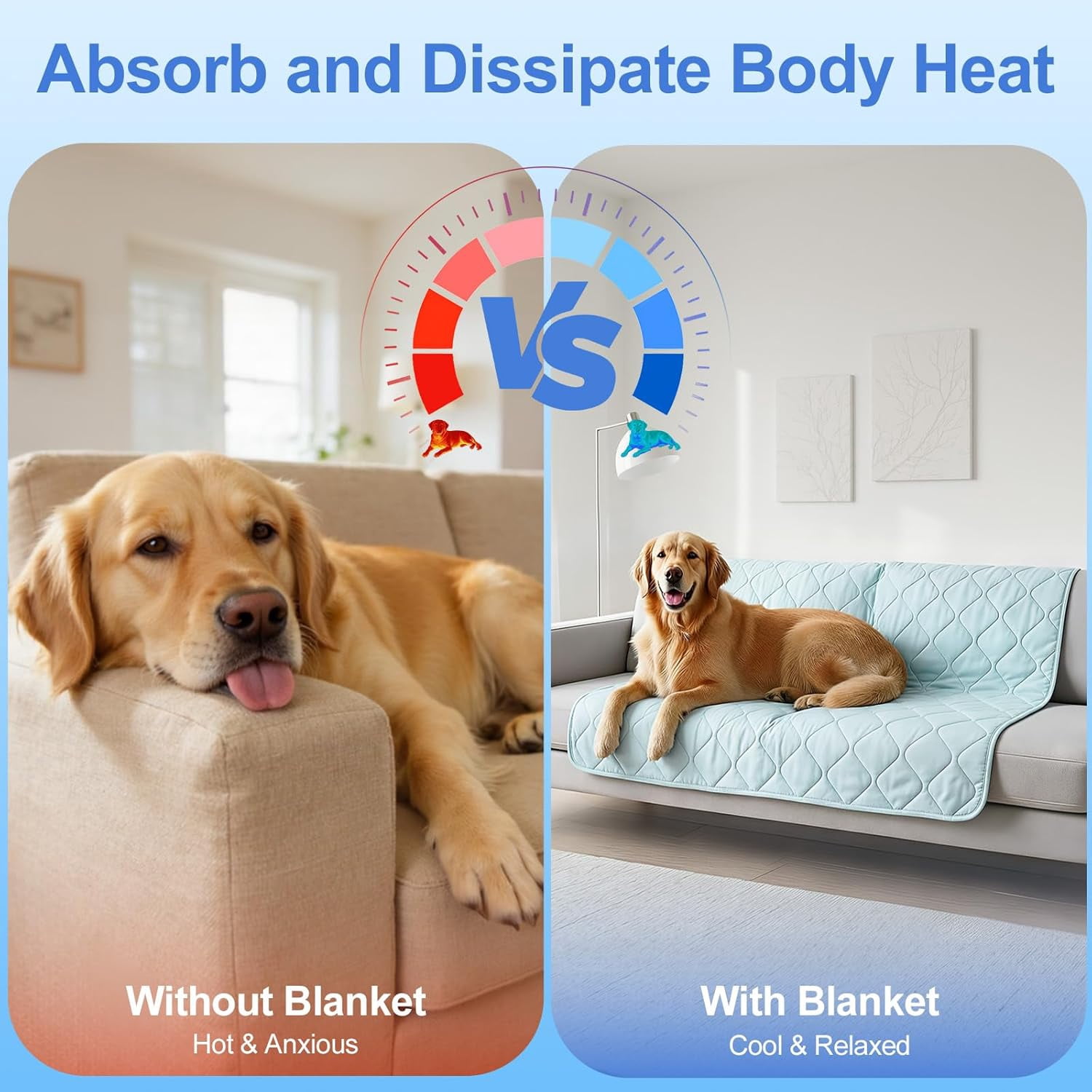 Tivray Cooling Dog Blanket, Q-MAX>0.4 Cooling Blanket for Dogs, Washable Lightweight Quilt for Pets, Summer Cool Throw for Hot Sleepers, 50"×60", 2XL, Blue