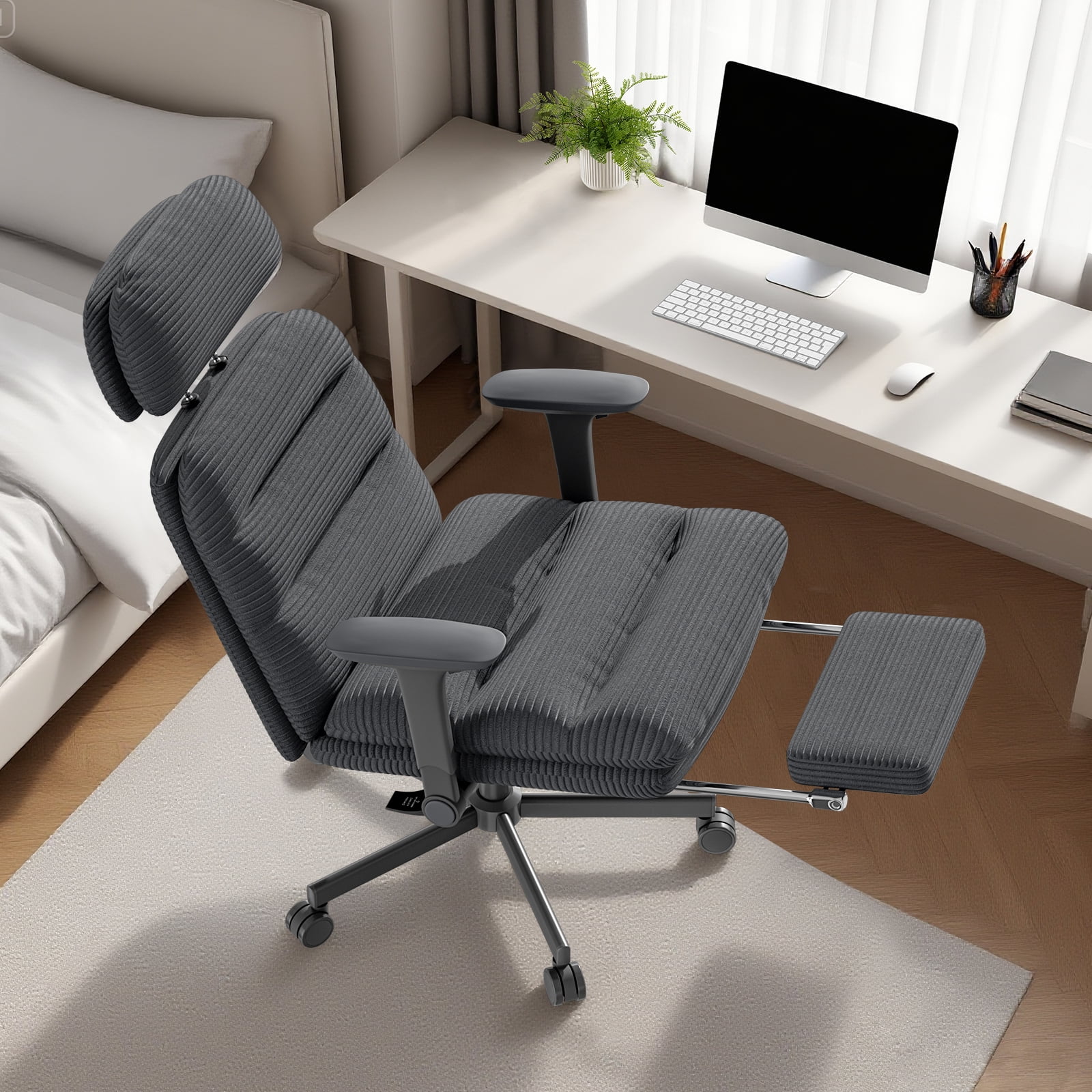 solfway black corduroy reclining office product