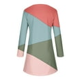 thumbnail image 4 of Robes d'Automne pour Femmes Col Rond Bloc de Couleur Robe à Manches Longues Décontractée Ample Tunique Évasée Mini Robes, 4 of 5