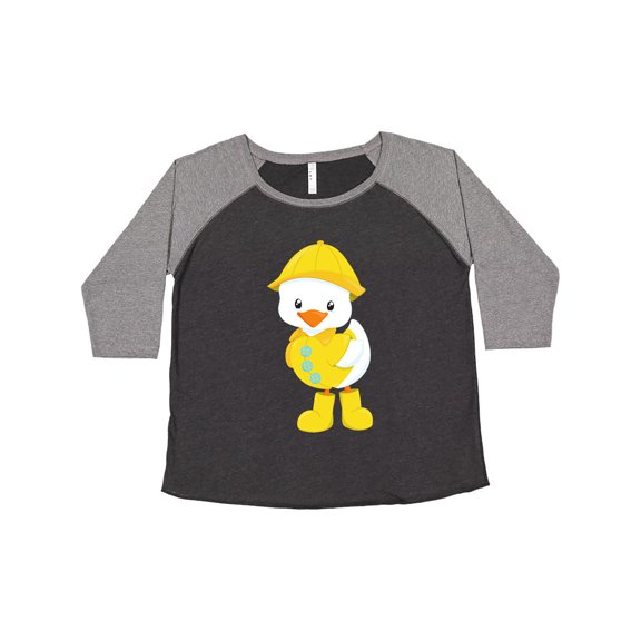 Inktastic Cute Duck, Baby Duck, Duck in Raincoat, Rain Women's Plus Size T-Shirt