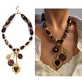 thumbnail image 2 of Trendy Leopard Pattern Heart Floral Acrylic Charm Necklace Lightweight Stainless Steel JewelryGift For Everyday Wear, 2 of 9