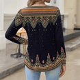 thumbnail image 4 of Kixjoy V Neck Tops for Women Oversized Long Sleeve Button Down Shirts Casual Travel Lightweight Tunic Tops Trendy Winter Floral Print Outfits for Women, Black L, 4 of 4