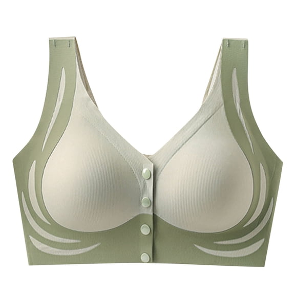 IFNWSV Bras for Women No Underwire Front Closure Seamless Push Up Lightweight Breathable Daily Full Coverage Comfort Bra Green 50E