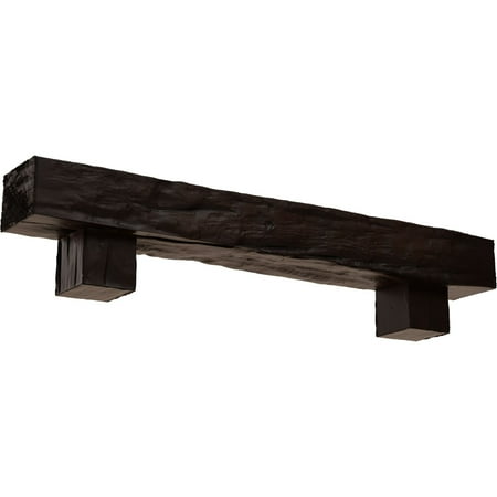 

Ekena Millwork 6 H x 8 D x 72 W Riverwood Faux Wood Fireplace Mantel Kit w/ Alamo Corbels Premium Mahogany