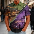 thumbnail image 2 of GrmtClth Men’s Ghost Bat Printed Short Sleeve Camp Shirt Spooky Holiday Pumpkin Village Pattern Soft Daily Party Wear Blouse Red 2XL, 2 of 5