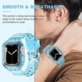 thumbnail image 5 of Clear Case with Band for Apple Watch 45mm 38mm 40mm 41mm 42mm 44mm Women Men Girl,Silicone Jelly Transparent Soft Soprt Strap with Cover for iWatch Series 9 8 7 6 5 4 3 2 1 SE Blue Pink Green Orange, 5 of 8