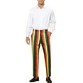 thumbnail image 2 of INSPIRE CHIC Men's Pants Bold Colorful Stripe Regular Fit Flat Front Dress Pants 36 Blue Red, 2 of 5