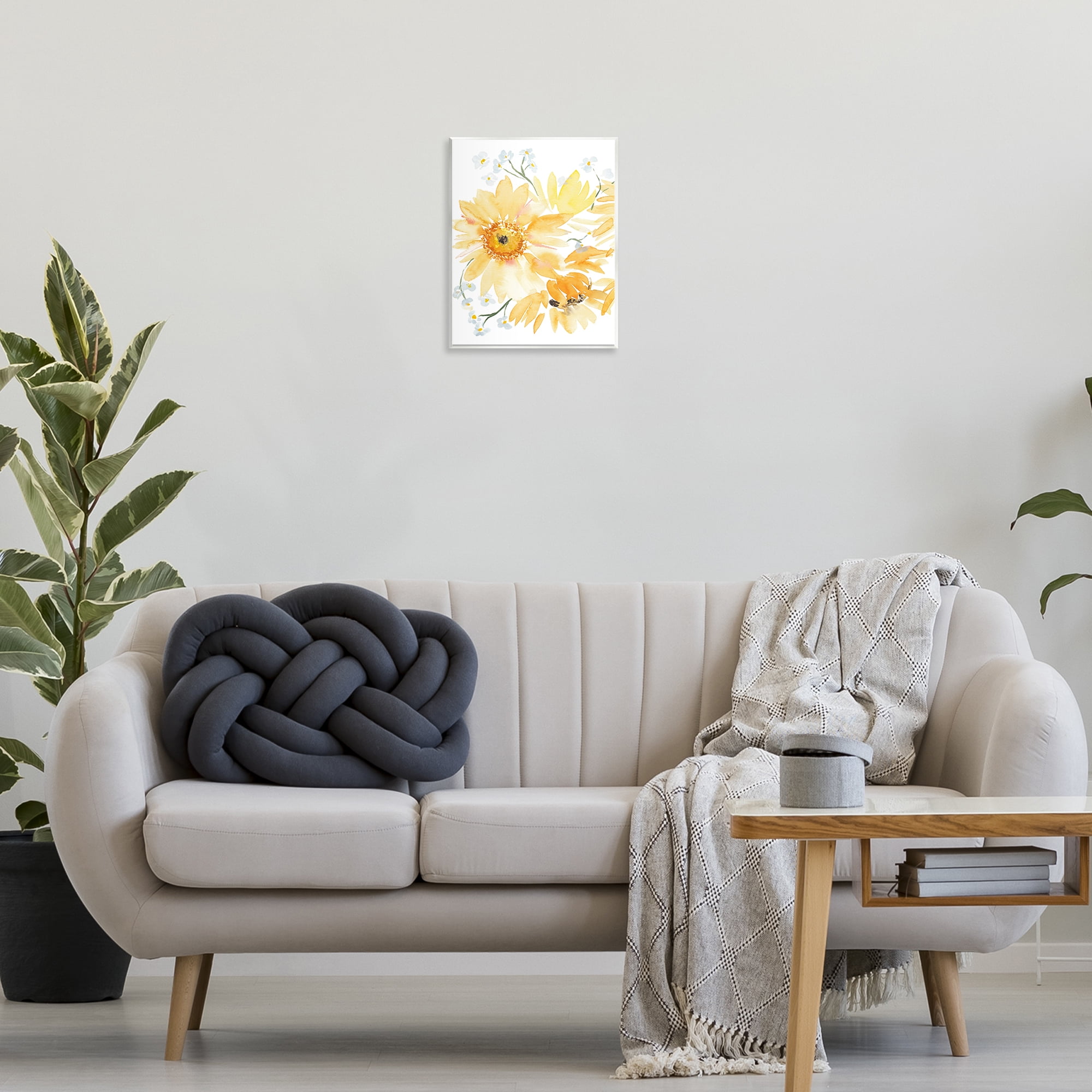 Stupell Industries Yellow Brushed Flowers Botanical & Floral Painting Unframed Art Print Wall Art, 11 x 14