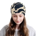 thumbnail image 4 of Milk Silk Knitted Pullover Hat 11×10.6in Double Layer Design Strong Sweat Absorption For Daily Exercise Travel Milk Cow Skin Print Style Darkvoilet_1, 4 of 6