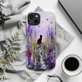 thumbnail image 5 of Mystical Cat in Lavender Garden Phone Case, Soft Pastel Purple Flowers & Butterflies Phone Cover, Fits iPhone 16 15 14 13 12 11 Pro Max Mini, 5 of 6
