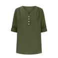 thumbnail image 4 of Seductiva Women's Classic-Fit Short Sleeve Long Sleeve Shirts for Women Notched Button Women V Neck Tunic Chiffon Tops Ladies Blouses Casual Spring 2025 Casual Dressy Fashion Trendy Clothes 2025, 4 of 7