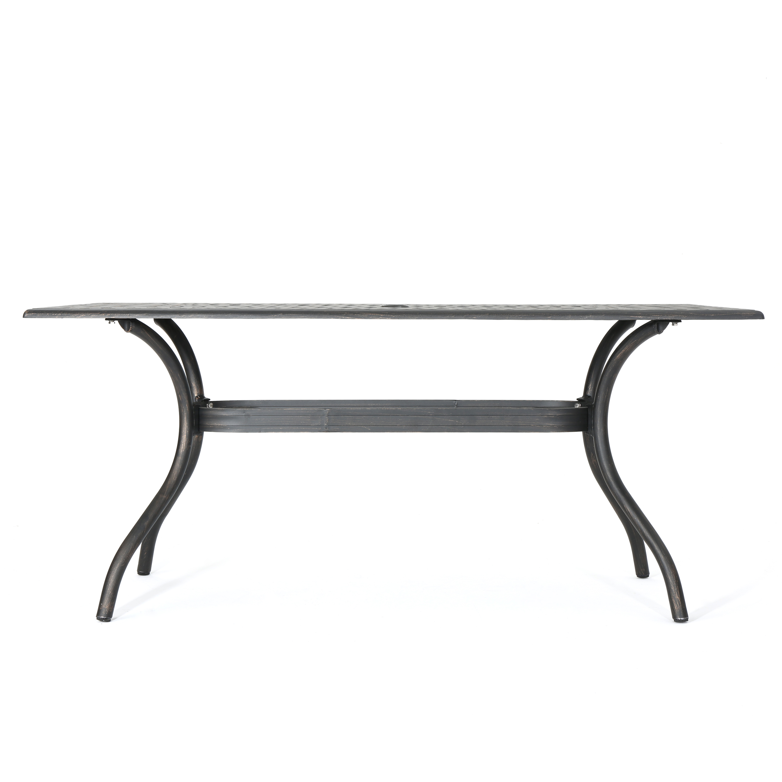 Noble House 67" Metal Lightweight Outdoor Dining Table, Brown