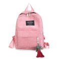 thumbnail image 1 of Fashion Woman Mini Simple Corduroy Backpacks Campus Style Pure Color Capacity Double Shoulder Bag Solid Color Corduroy Backpack 03, 1 of 6