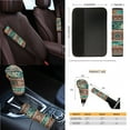 thumbnail image 4 of Renewold Car Seat Covers Full Set 14 PCS, with Steering Wheel Seat Belt Pads Coasters Waste Bin Armrest Pad Cup Holders Rearview Mirror Handbrake Cover Set, American Tribal Leopard Print Brown Teal, 4 of 7