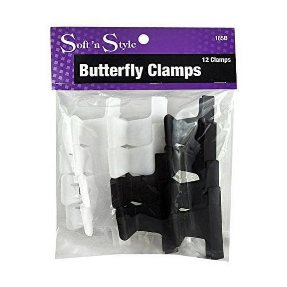 12 Pack , Soft 'n Style 3" Wide Butterfly Clamps , Hair Scalp Head - Pack of 1 w/ SLEEKSHOP Teasing Comb