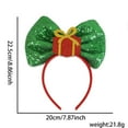 thumbnail image 2 of Christmas Headband for Kids Sequined Bow Headdress Party Decoration Red Large Bow Tie Holiday Hair Accessory Green, 2 of 3