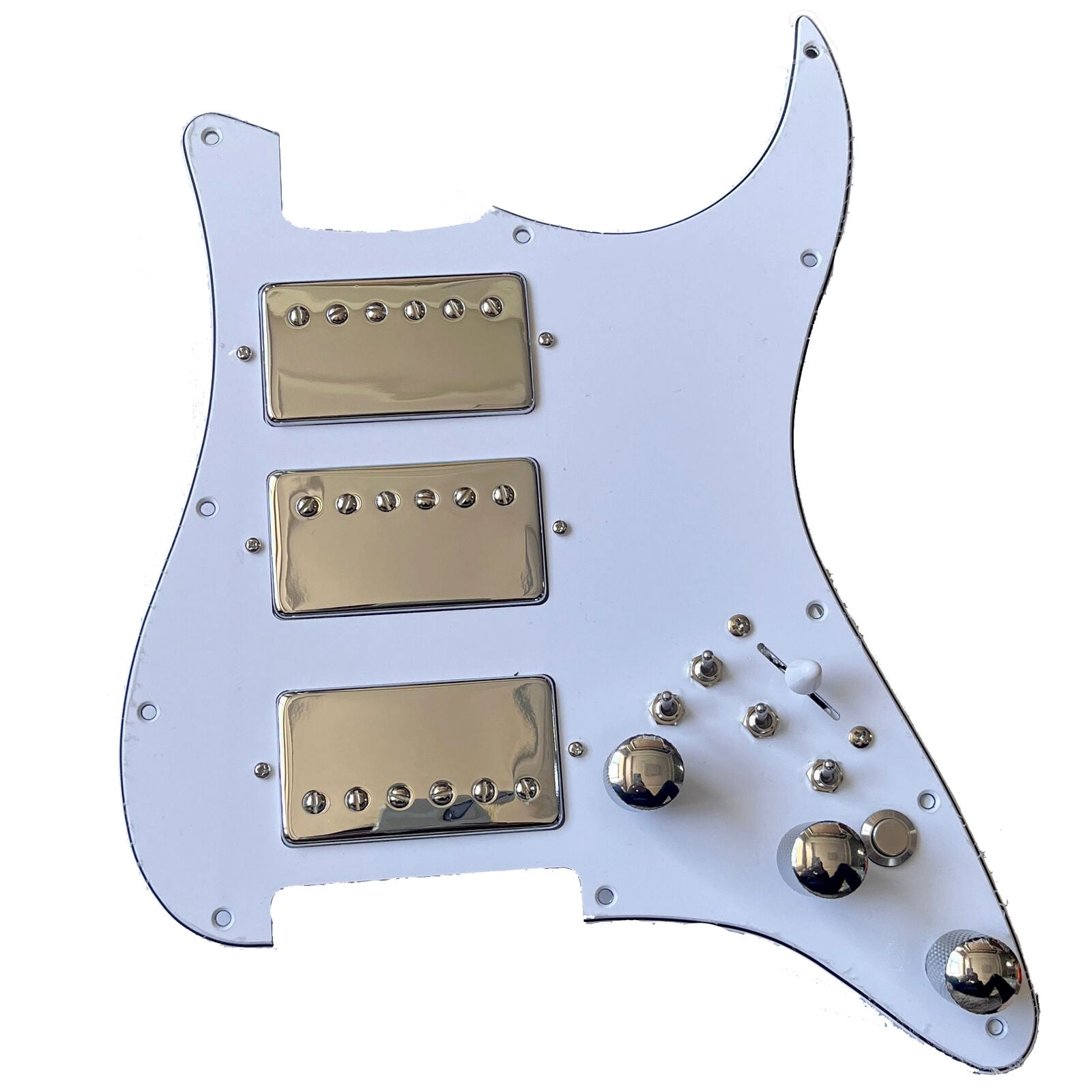 HHH Prewired Guitar Strat Pickguard Set  with Silent Switch Kill Swith  Alnico 5 Humbucker Pickups Coil Splitting Switch Multi Switch Harnesses for Fender ST Electric Guitar Replacement Parts