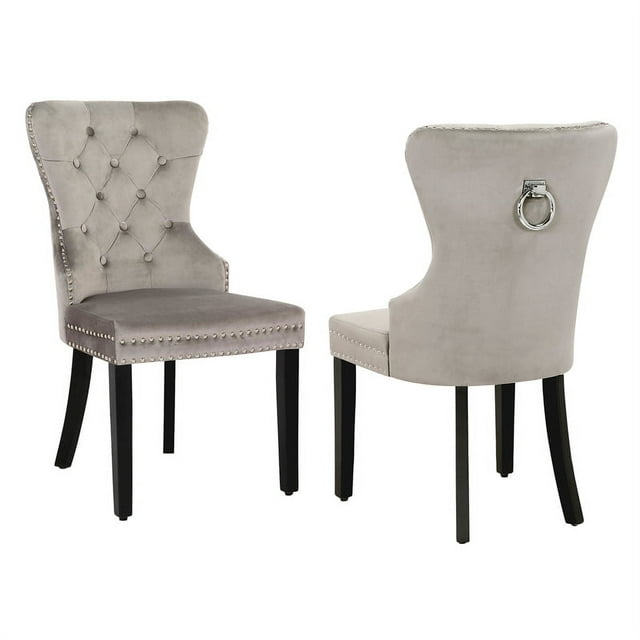 Costaelm Modern Tufted Velvet Dining Side Chair, Navy Blue (Set of 2)