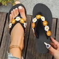 thumbnail image 3 of Rokment Womens Beach Platform Wedges Dress Slippers Sandals Black Boho Vacation Colorful Crochet Flower Height Increasing Flip Flops Summer Casual High Heel Slip on for Indoor Outdoor Orange Size 6.5, 3 of 7