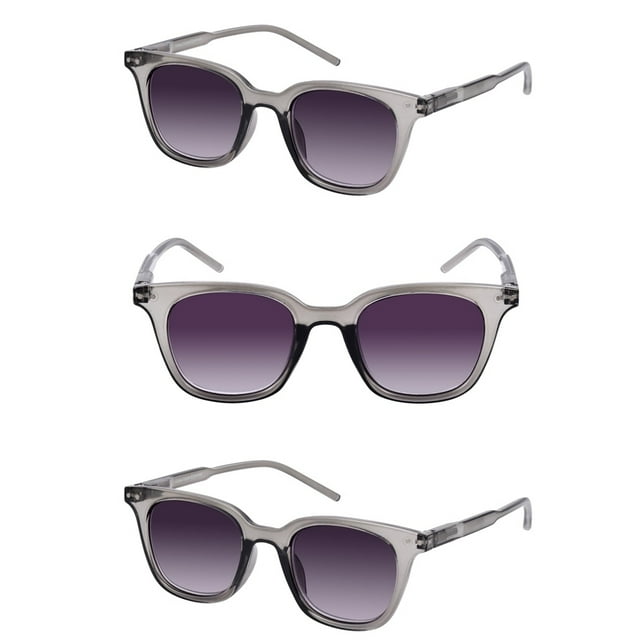 "The Modish" Womens Fashion Reading Sunglasses – Full Lens Reader, UV Protection, Stylish & Comfortable (3 Pack) - Crystal Slate/Crystal Slate - 2.00
