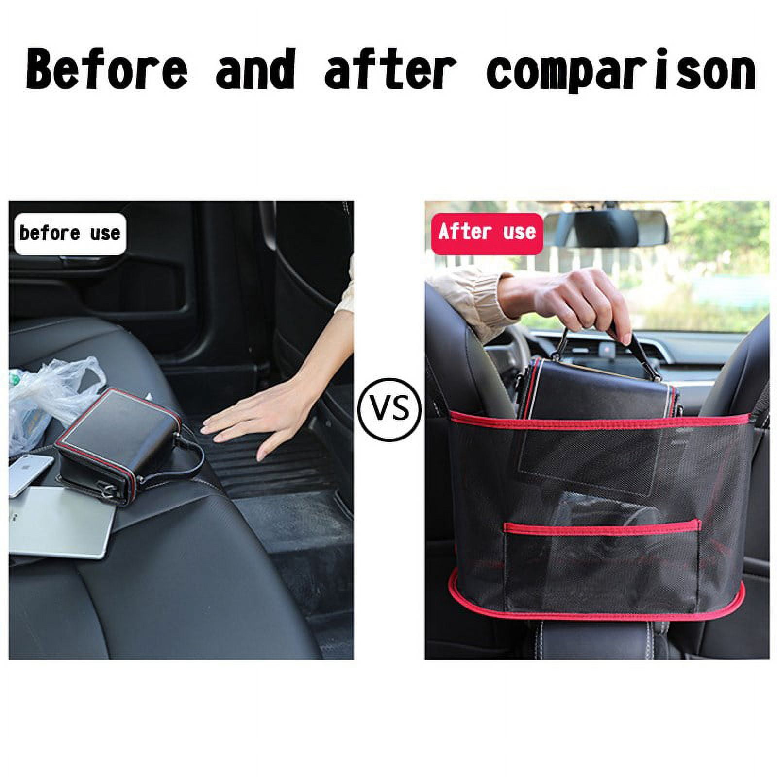 Norlitec 3 Layer Car Net Pocket, Car Net Pocket Handbag Holder, Four-Side  Elasticity Car Purse Net, Car Net Barrier between Front Seats for Backseat
