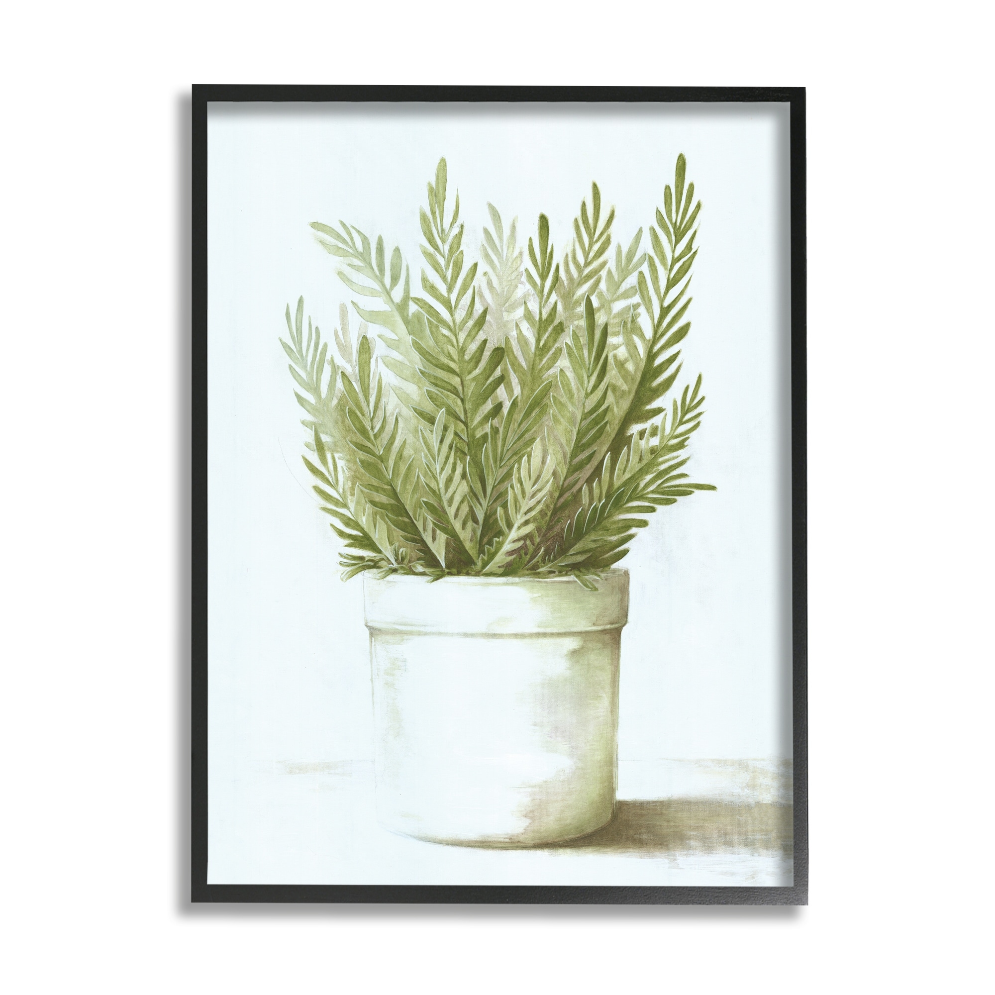 Stupell Industries Traditional Green Plant Leaves Emerging Herbal Botanicals Painting Black Framed Art Print Wall Art, Design by Dogwood Portfolio