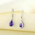 thumbnail image 5 of PYNZY Dangle Drop Earrings Sterling Silver Solitaire Leverback Teardrop Earrings for Women Birthstone Created Amethyst Jewelry Gifts for Moms, 5 of 8