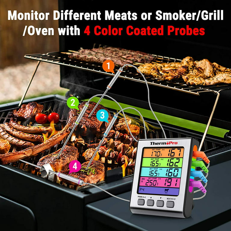 ThermoPro TP07 Wireless Meat Thermometer for Cooking, Digital Grill  Thermometer with Temperature Probe, Smart LCD Screen BBQ Thermometer for  Grilling