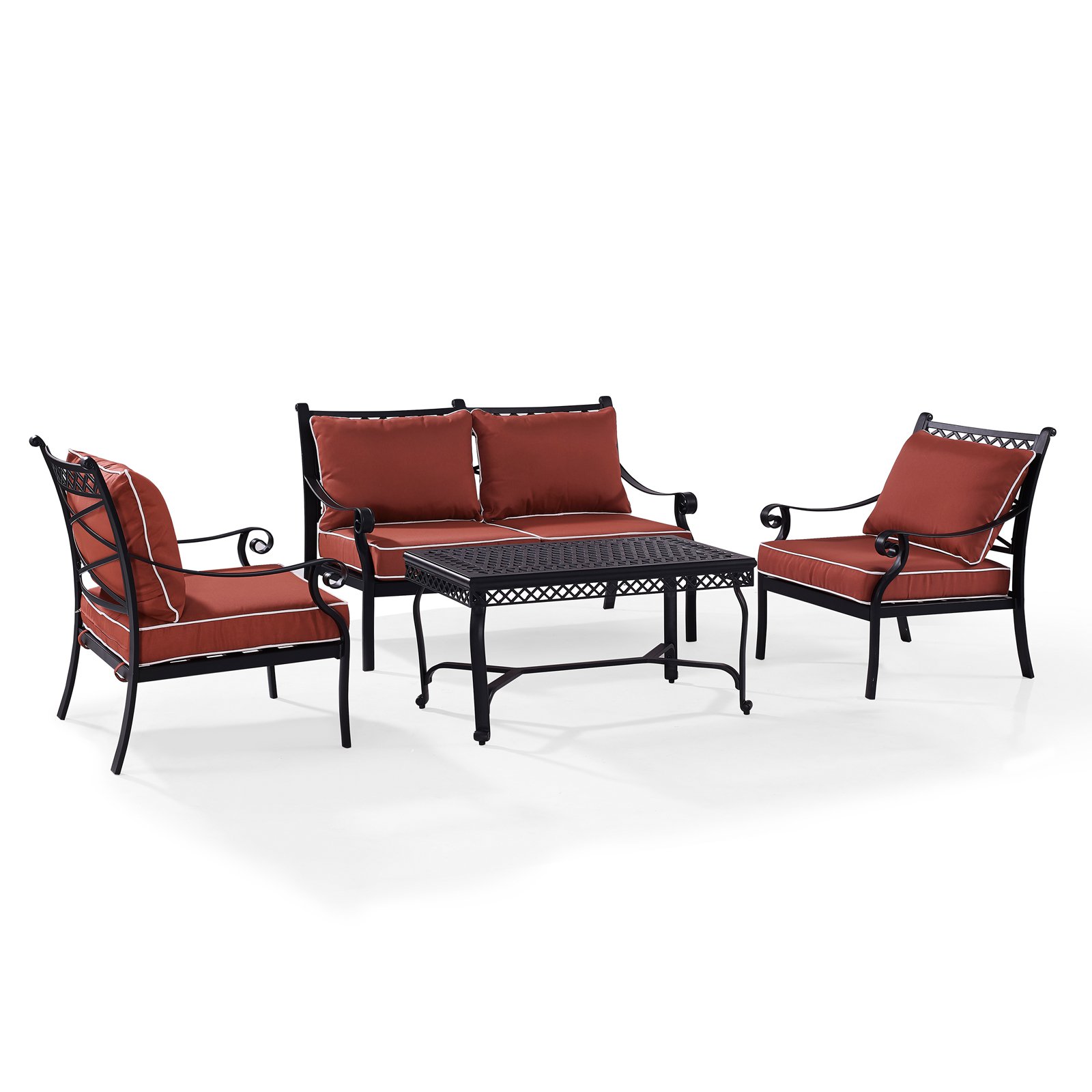 Crosley Portofino Cast Aluminum 4 Piece Conversation Set With Sangria Cushions 4 Piece Walmart Com Walmart Com