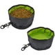 thumbnail image 1 of Cuencos plegables para perros de viaje, cuenco de tela Oxford portátil impermeable para mascotas con cremallera para comida y agua (2 cuencos) - (gris) brillar  Electrónica, 1 of 5