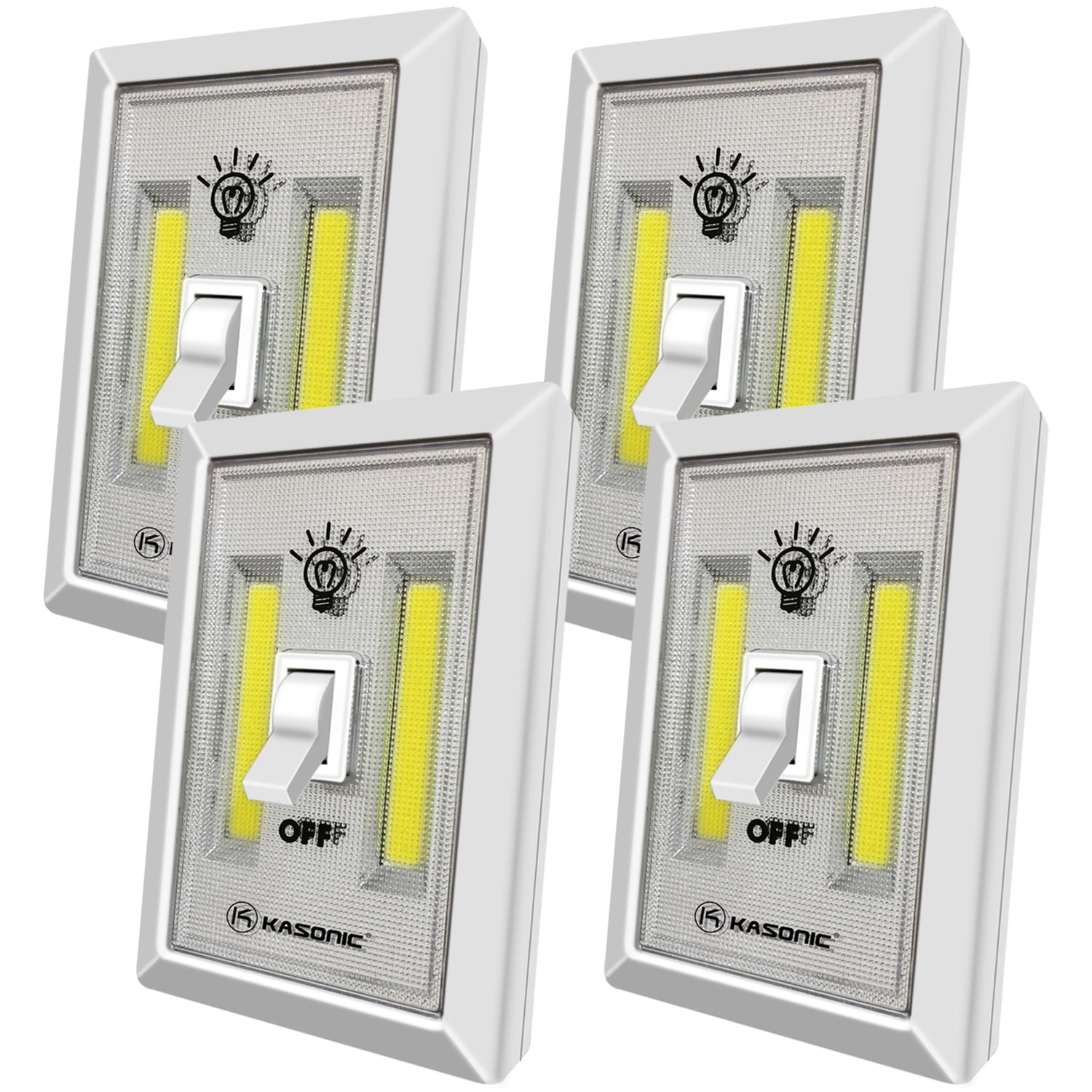 4 Pack Night Lights COB LED Battery Operated Dual Wall Switch Wireless Magnetic 