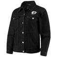 thumbnail image 2 of Women's The Wild Collective Black Brooklyn Nets Patch Denim Button-Up Jacket, 2 of 4
