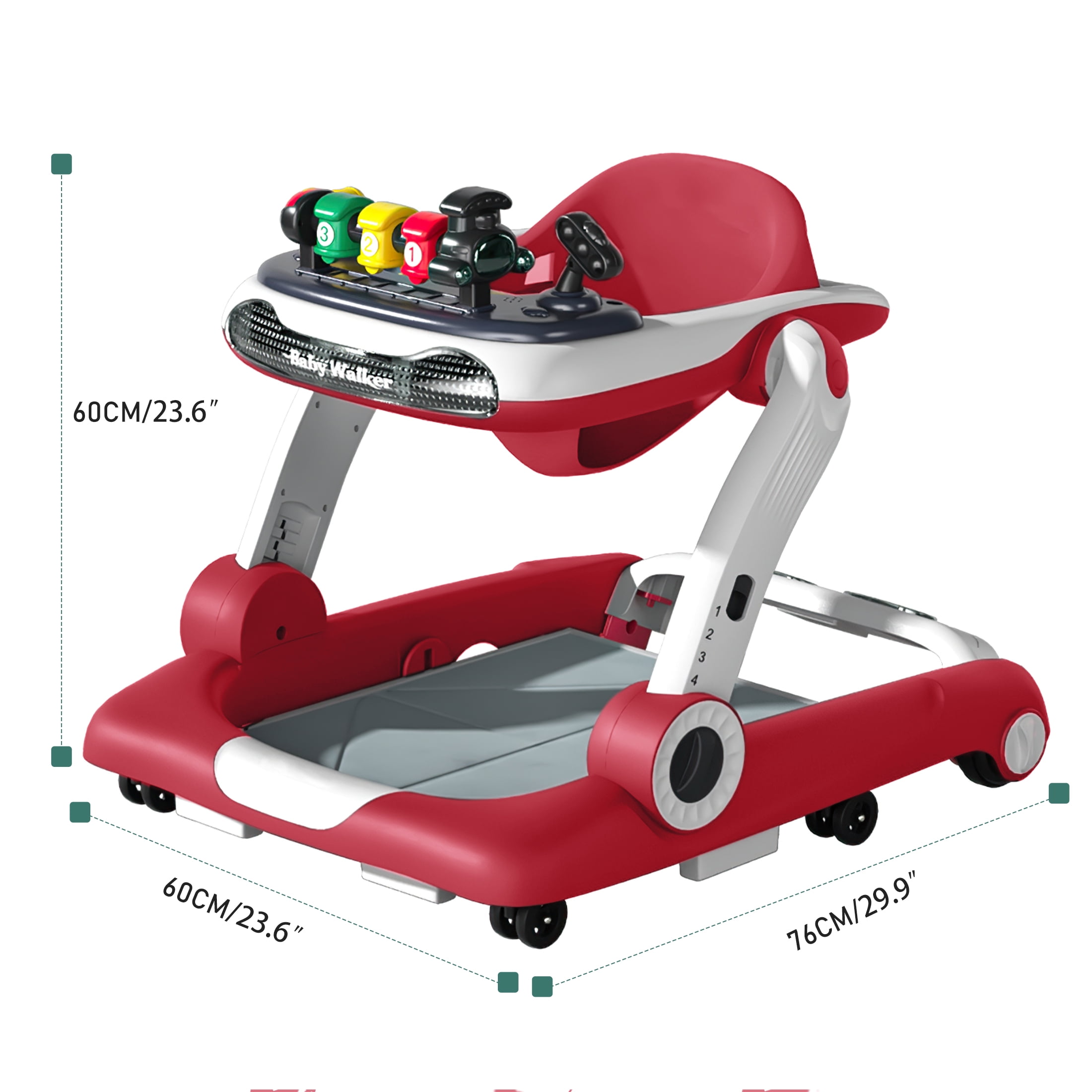 Loewten Baby Walker, 3 in 1 Music and Lights Toddler Jumper, Music Bouncer Walkers for Boys Girls Babies 6-18 Months, Red