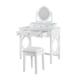 thumbnail image 4 of 35.5" White Compact Makeup Vanity Table with Reversible Mirror and Stool Space-Saving Dressing Table for Small Spaces, 4 of 11