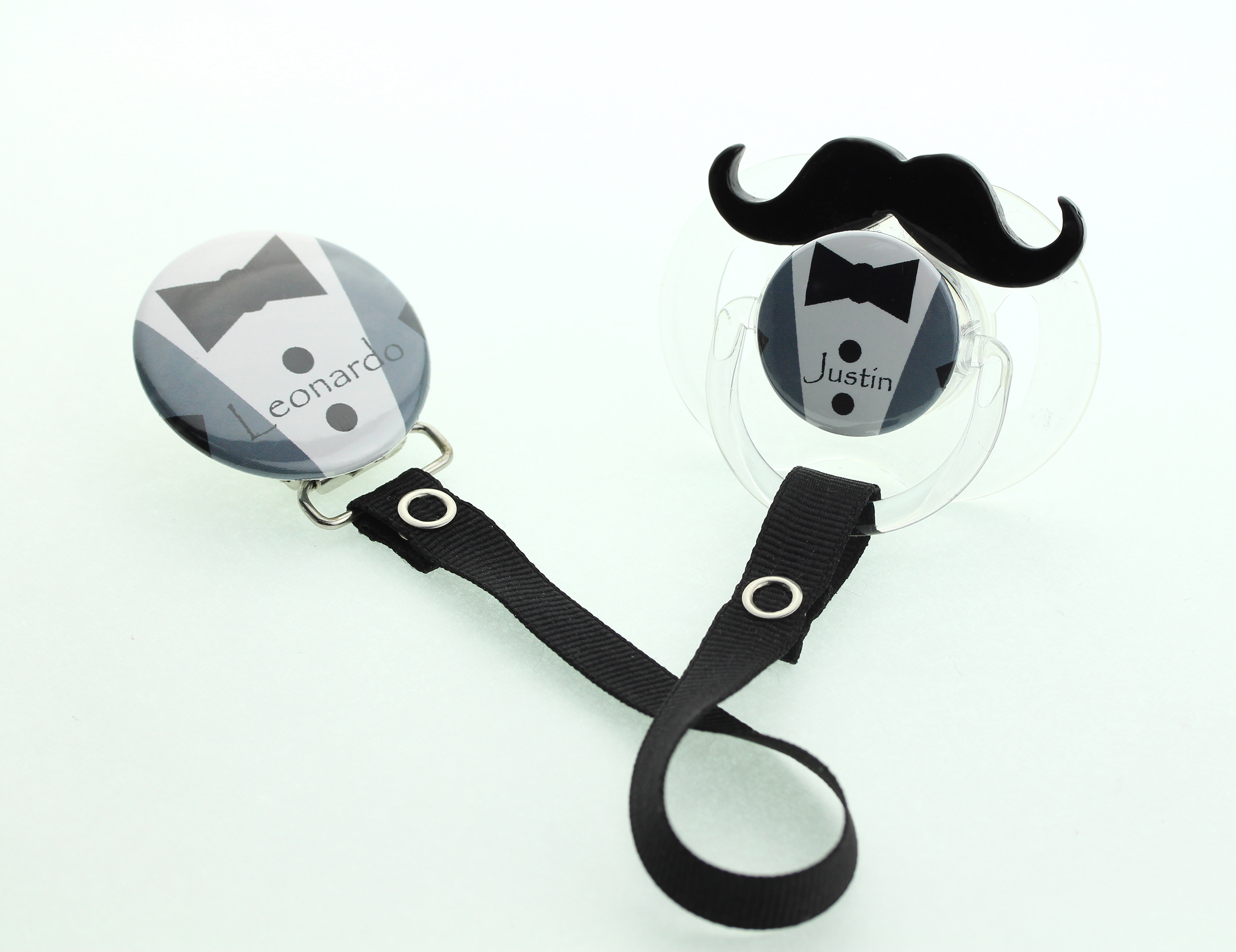 Personalized Name Tuxedo Pacifier Clip